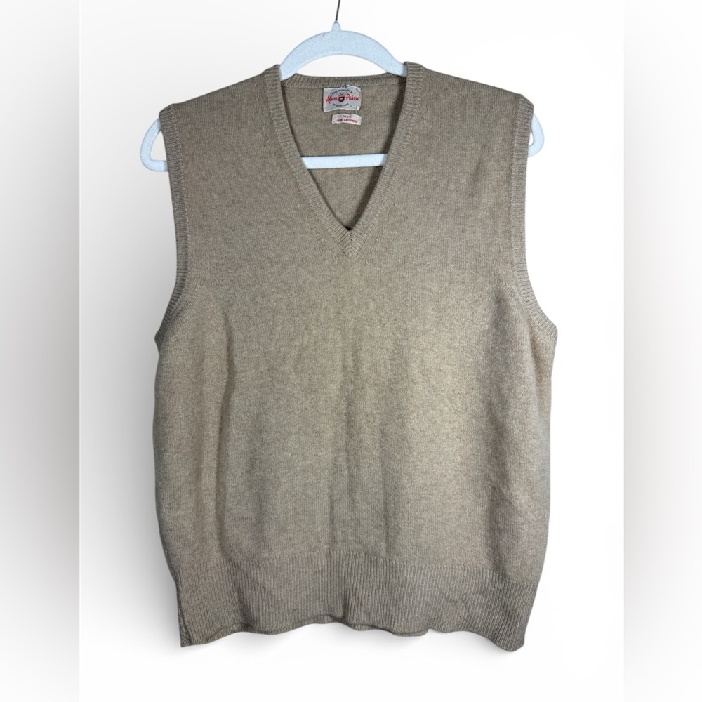 Vintage Alan Paine 100% Pure Cashmere Beige Sweater Vest English Sz 42 or US M
